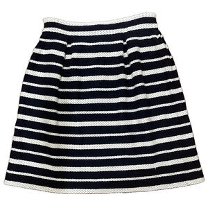 Max Studio A Line Skirt - Navy Blue and White Striped with Knitted Look - Sz XS